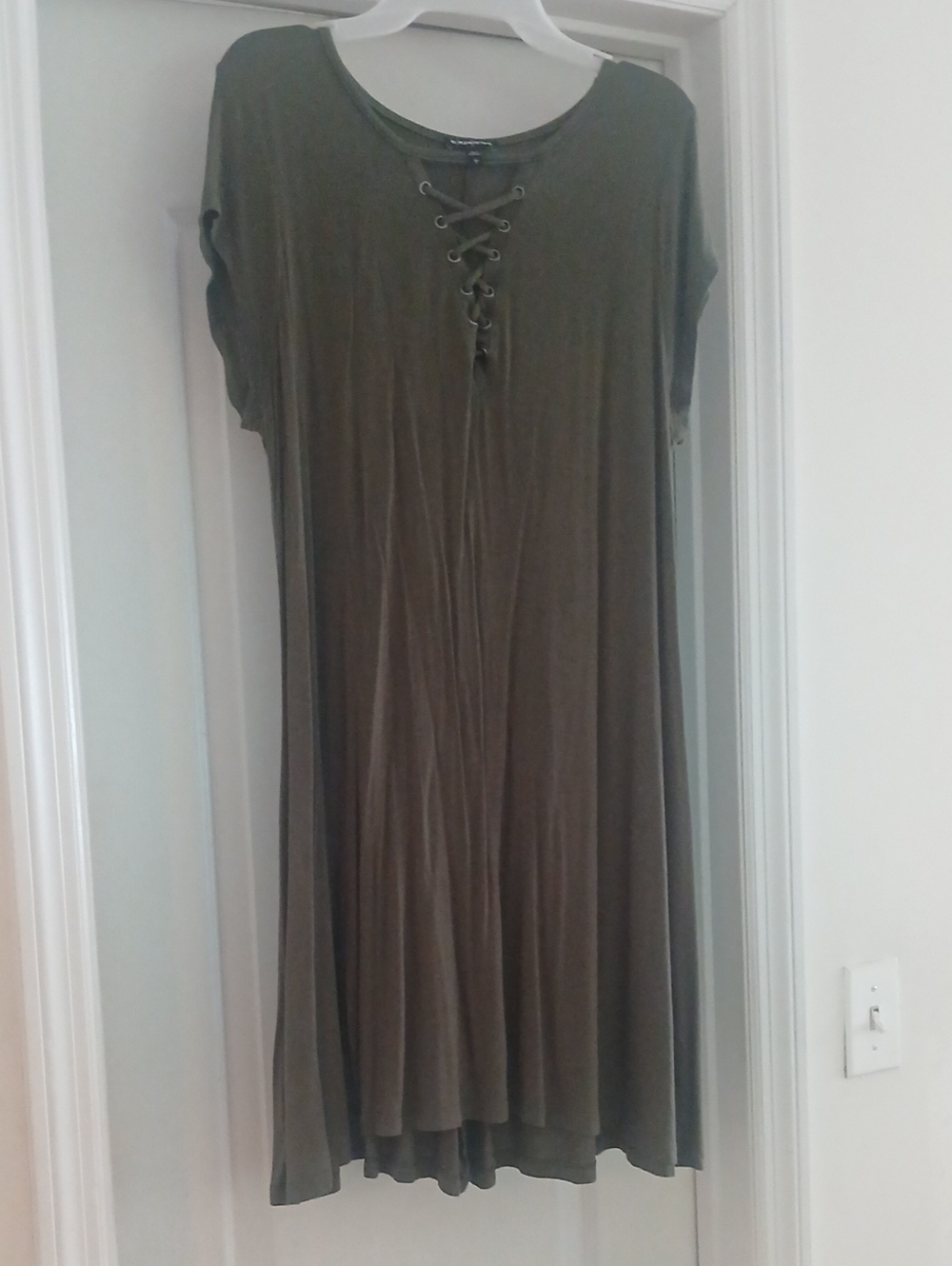 Express Olive Lace-Up Swing Tunic